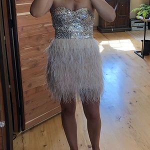 Bebe Sequin Feather Cocktail Dress XS